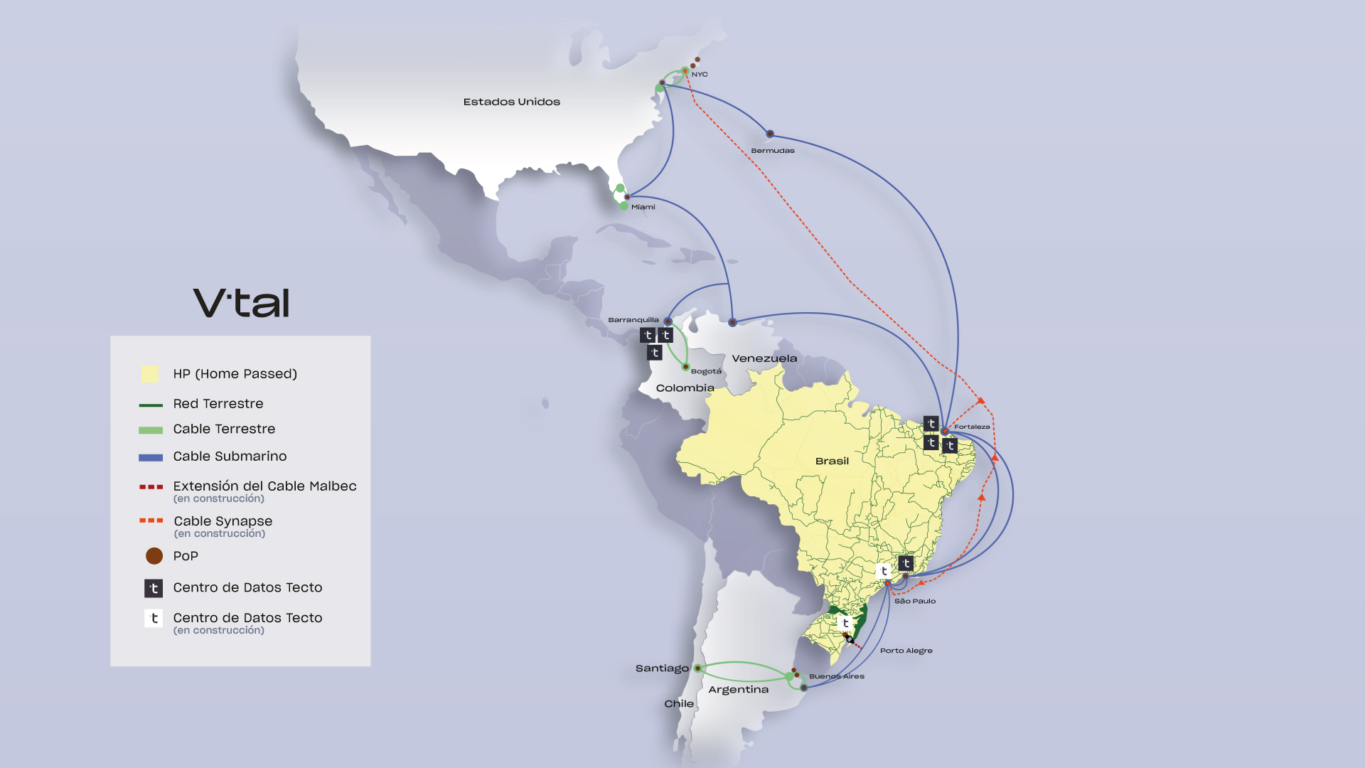 Mapa de cobertura de la malla de fibra V.tal